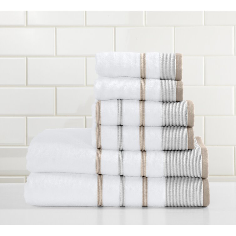 Gray and tan bath outlet towels